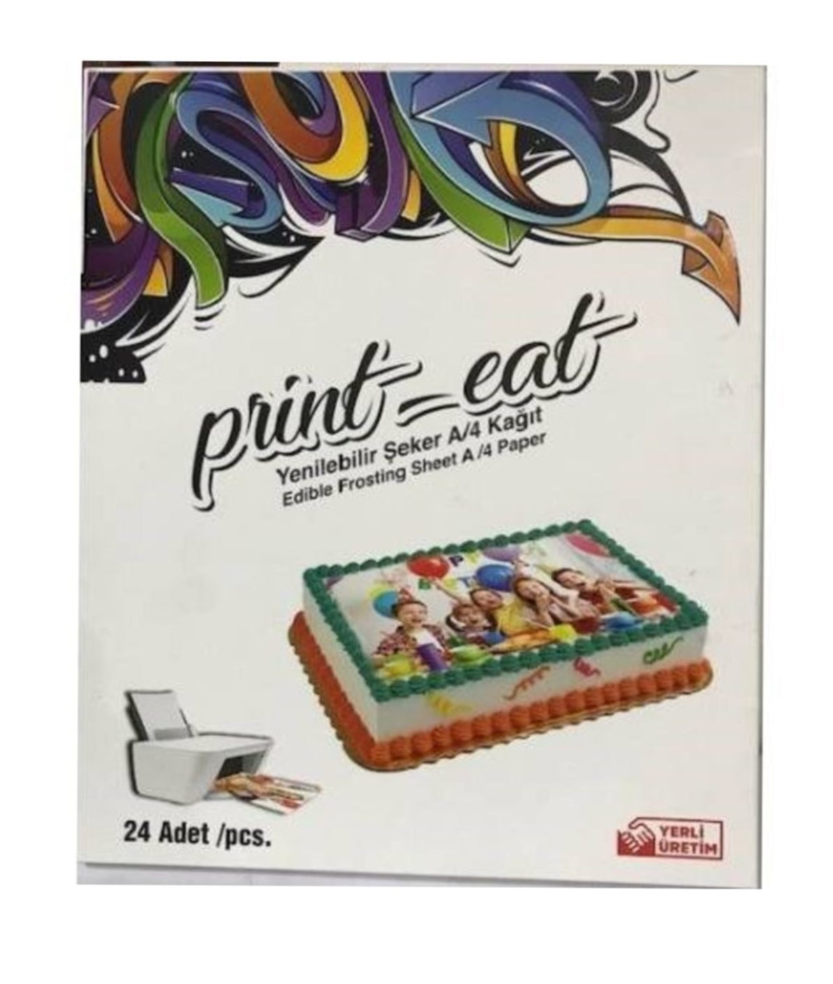 Print-Eat Yenilebilir A4 Pasta Resim Kağıdı 24 tane (12 Paket)