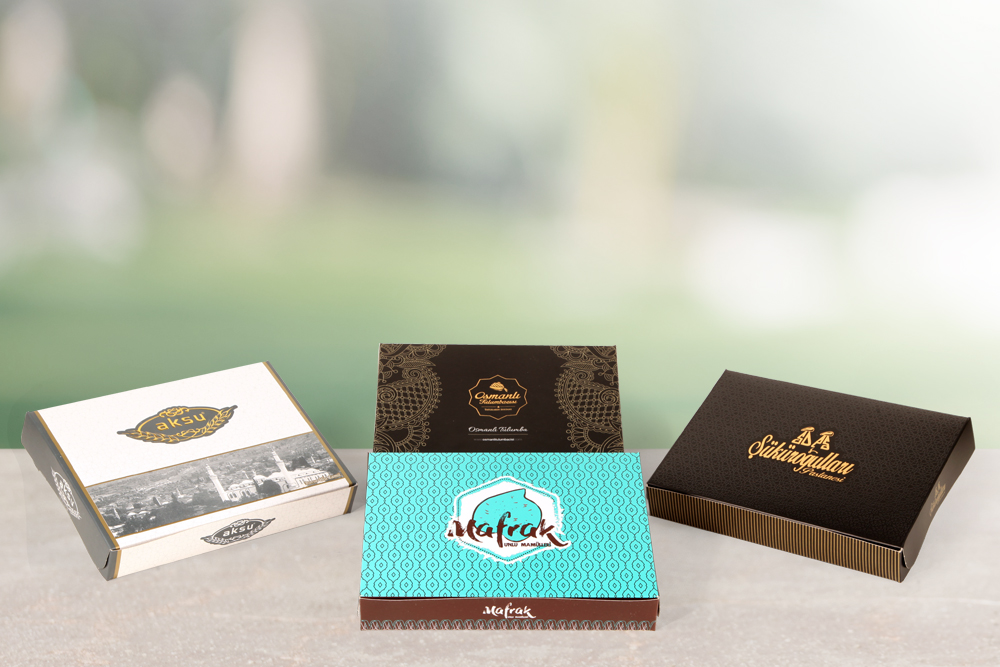 Özgül Baskılı Baklava Kutusu 500 Gram 12,5 cm*21,5 cm*4 cm 450 Gram Kartondan